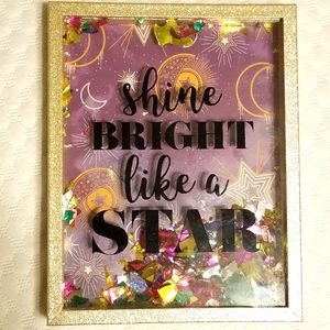 Gold Glitter Framed Picture "Shine Bright Like A Star"